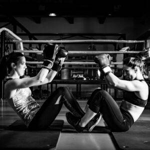 Women on boxing training